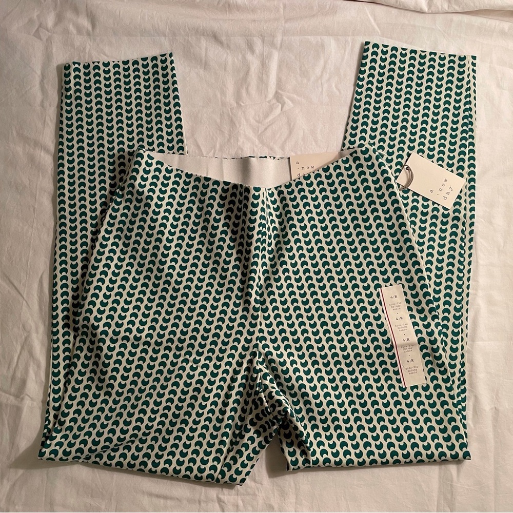 A New Day Slim Fit Ankle Pants Green and White